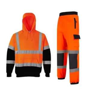 Unisex Hi Vis Tracksuit Sweatshirt, Zipped Hoodie, & Jogger Pants with Reflective Strip
