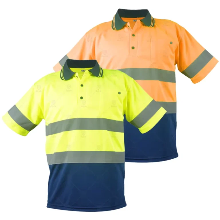 Unisex-Hi-Viz-Fluorescent-Yellow-Waterproof-Breathable-Windproof-Bird-Eyes-Polyester-Polo-Shirt-Work-Wear-Reflective-Security
