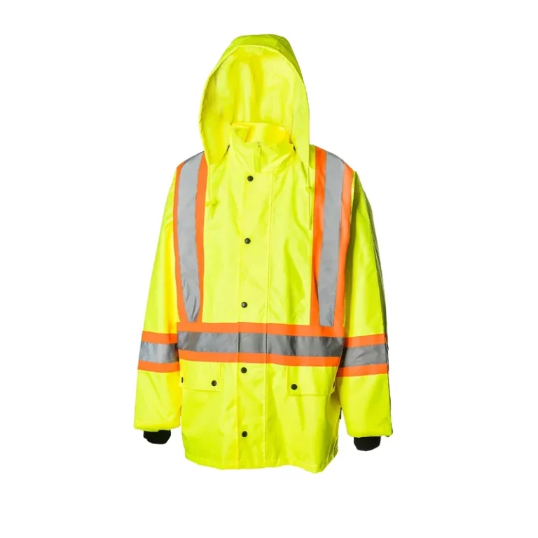 Unisex-Hi-vis-Reflective-Rainwear-Fluorescent-Waterproof-Rain-Suit-Hooded-Safety-Rain-Jacket-and-Elastic-Waist-Pant