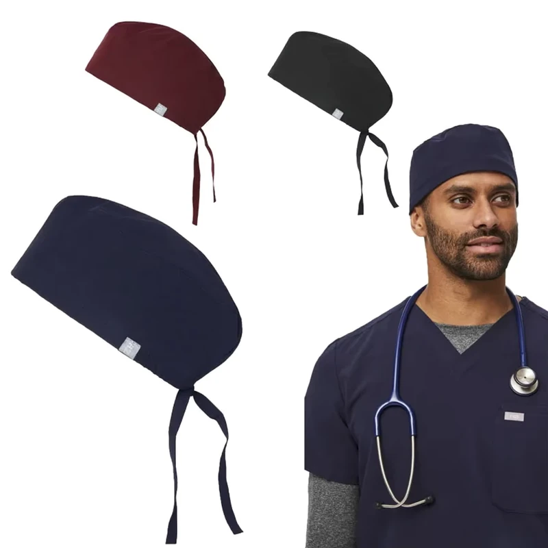 Unisex High Adjustable Surgical Scrub Hats Lab Practice Dental Clinic Work Caps for Pet Veterinary Surgery Pharmacy Scrub Sets