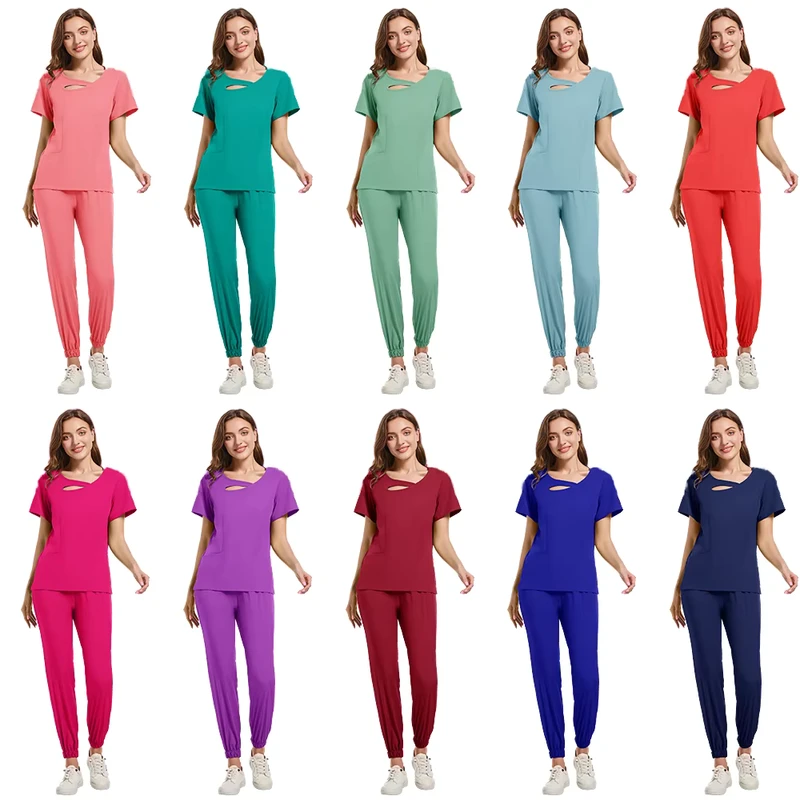 Unisex Hospital Medical Surgical Scrub Suit for Women Men Nurses Doctors Beauty Workwear Custom Printed Scrubs Uniforms Sets