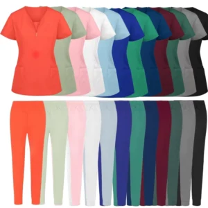 Unisex Hospital Scrub Accessories Stretchable Breathable Nursing Uniform Set OEM Service Polyester Spandex