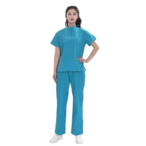 Unisex Lake Blue TC Medical Scrub Set Medical Uniform 7 Pockets Manufacturer