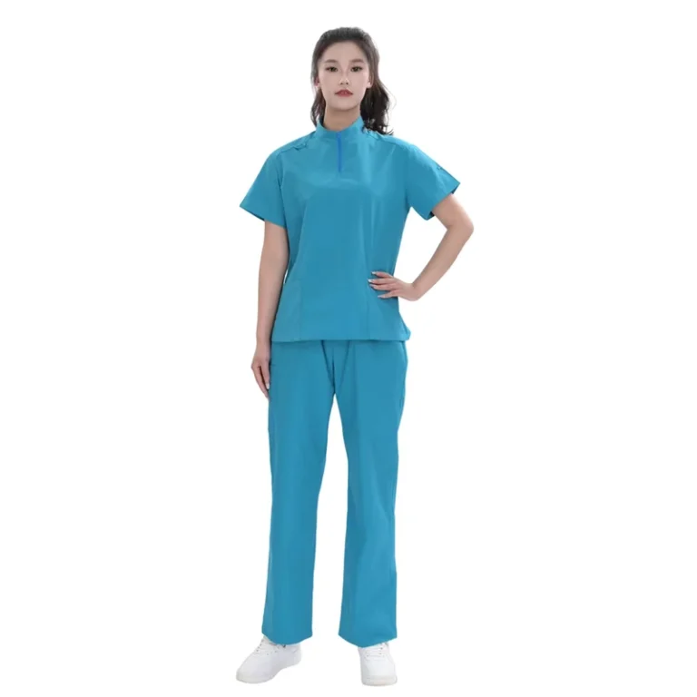Unisex-Lake-Blue-TC-Medical-Scrub-Set-Medical-Uniform-7-Pockets-Manufacturer