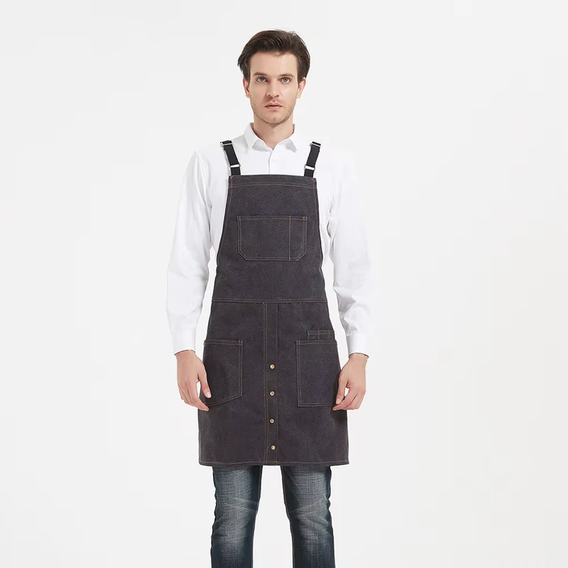 Unisex Logo Cotton Bib Chef Cabin Waiter Uniform for Kitchen Bar Cafe & Restaurant Customizable Reusable Fashionable Apron Staff