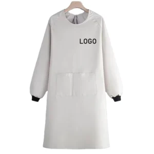 Unisex Long Sleeve Apron Custom Logo Adult Kitchen Smock Waterproof Oil Proof Catering Work Clothes