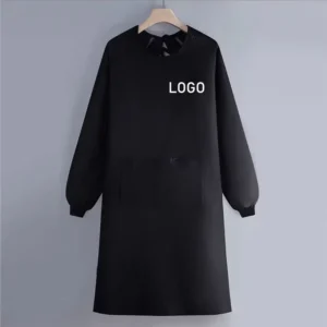 Unisex Long Sleeve Apron Custom Logo Adult Oil Proof Kitchen Smock Waterproof Wear Resisting Catering Work Clothes