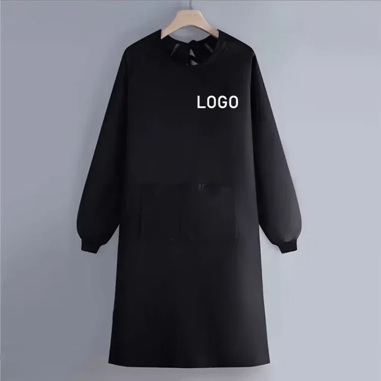 Unisex-Long-Sleeve-Apron-Custom-Logo-Adult-Oil-Proof-Kitchen-Smock-Waterproof-Wear-Resisting-Catering-Work-Clothes