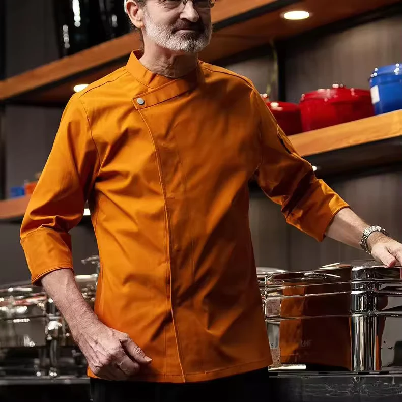 Unisex Long-Sleeve Chef Uniform with Thermal Lining, Stain-Resistant