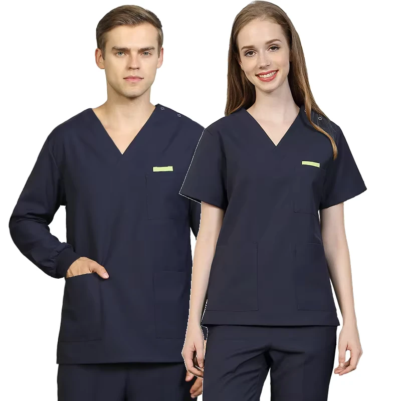 Unisex Medical Scrub Sets Pet Clinic Nursing Suits Surgical Blouse Pockets Straight Pants Dental Assistant Clothing Uniforms 301