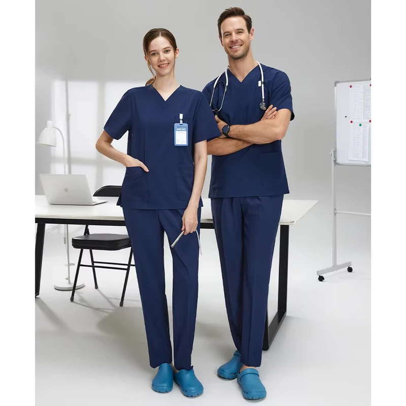 Unisex Medical Scrub Uniform for Pet Clinics and Doctors Customizable Color 94% Polyester + 6%