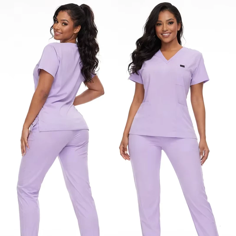 Unisex Medical Scrubs Uniform Set Lightweight Flexible Fabric Nurse Hospital Workwear Wrinkle Resistant Custom Logo