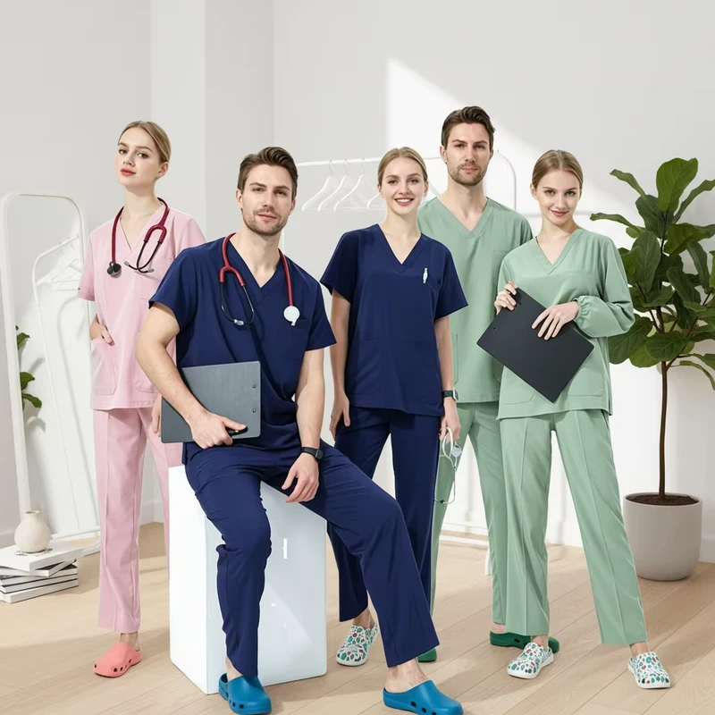Unisex Medical Uniforms Set Healthcare Nursing Scrubs Top Pant Veterinaria Dental Hospital Surgical Workwear Scrubs