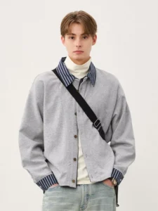 Unisex Minimalist Button Thick Double Striped Long Sleeve Mens Autumn Miu Style Couples Sweater Cardigan