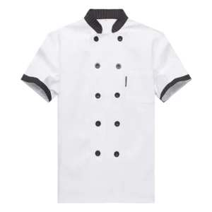 Unisex Oversized O-Neck Short-Sleeve Chef Coat for Restaurants and Hotels