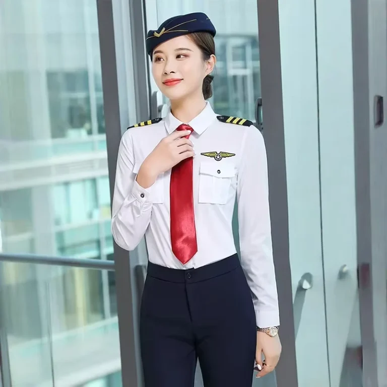 Unisex-Pilot-Flight-Uniform-Nylon-Long-Sleeve-Shirt-Set-for-High-Speed-Rail-and-Aviation-Crew
