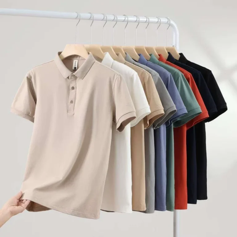 Unisex-Polo-T-Shirt-with-Team-Logo-Short-Sleeve-Workwear-Embroidered-Turn-Down-Collar-Solid-Cultural-Printed-Shirt