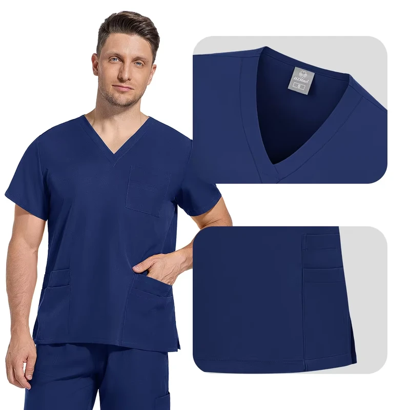 Unisex Polyester Dobby Fabric Doctor's Surgical Scrub Set for Hospital Use