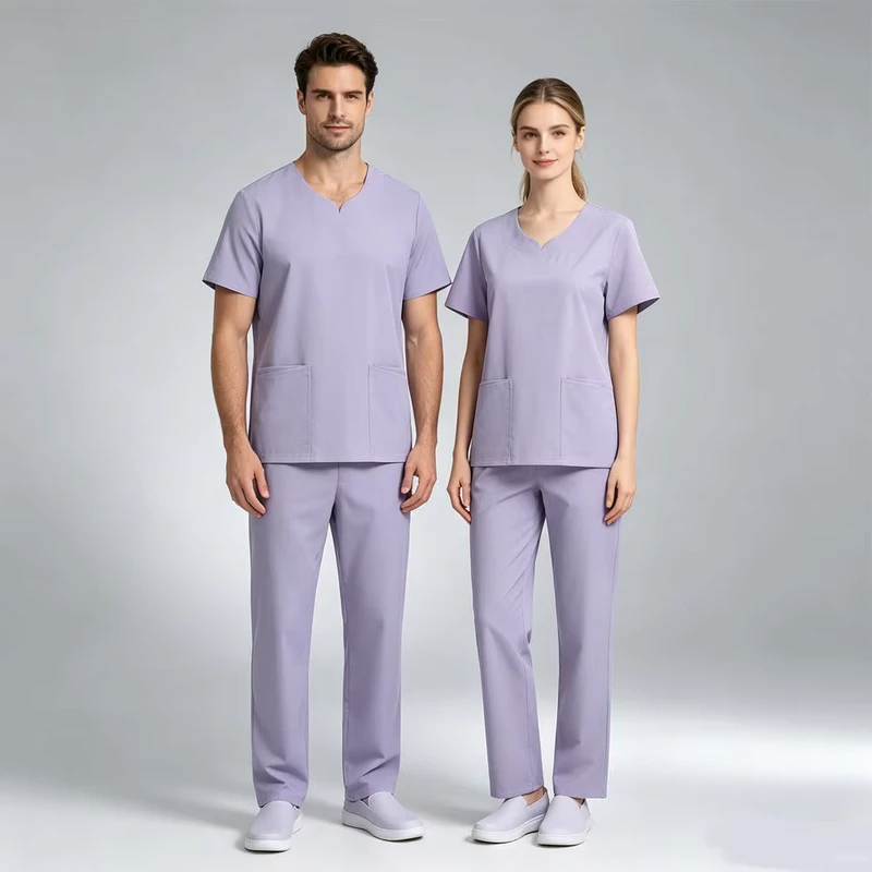 Unisex Polyester Hospital Scrub Set with Elastic Top and Pants ODM Supply