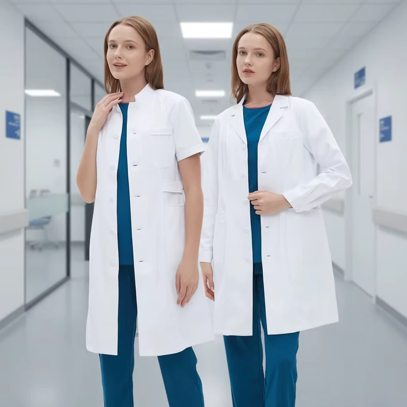 Unisex Polyester Rayon Medical Scrub Lab Coat
