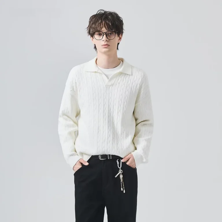 Unisex-Polyester-Sweater-Winter-High-End-Loose-Lazy-for-Turn-Down-Collar-Full-Sleeve-Knit-Top