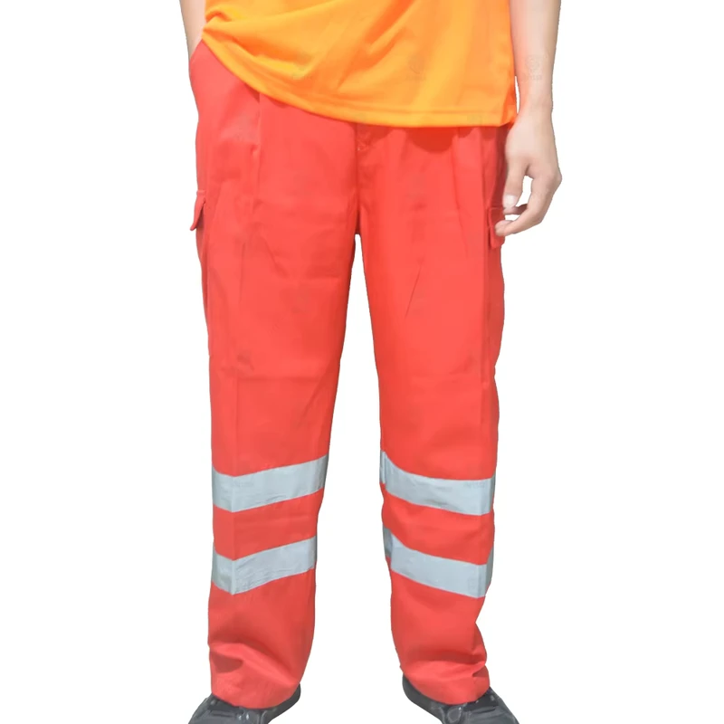 Unisex Polyester Work Trousers Safety Hi Vis Reflective Multi Pocket Waterproof Customized Logo Workwear