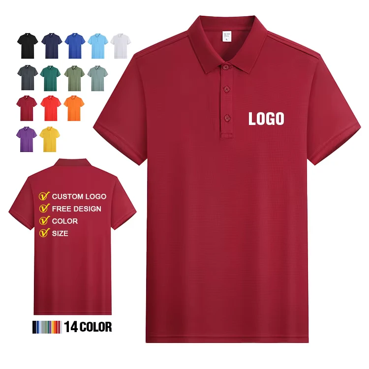 Unisex Quick Dry Sports Golf Polo Shirt Embroidered Work Uniform