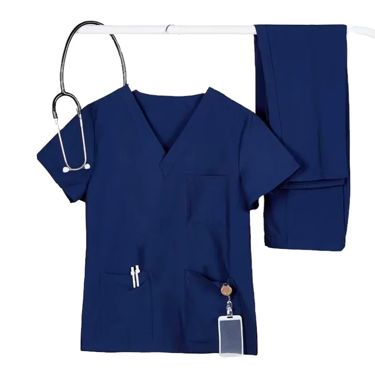 Unisex-Quick-Drying-Nursing-Scrubs-Set-New-OEM-Hospital-Uniforms-with-Fashionable-Top-and-Pants-Woven-Fabric-In-Stock