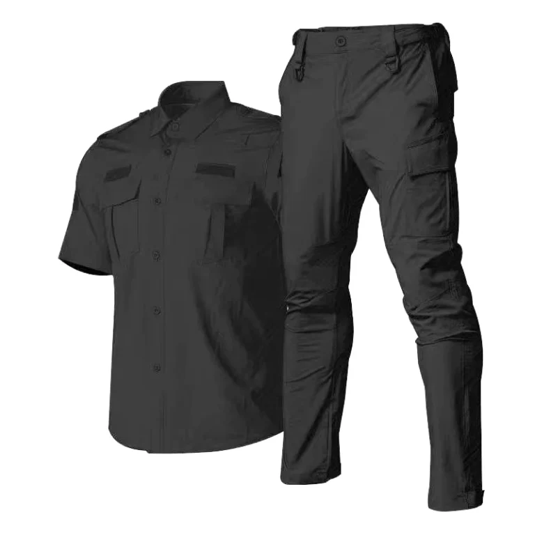 Unisex-Short-Sleeve-Dark-Green-Security-Guard-Uniform-Shirt