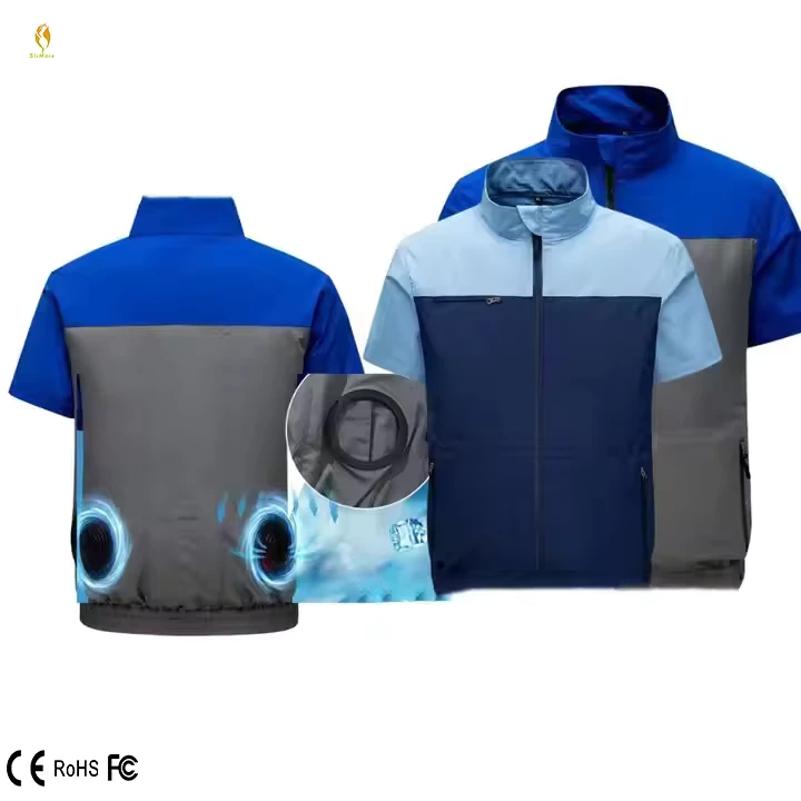 Unisex-Short-Sleeve-Ice-Cooling-Jacket-with-USB-Charging-Fan-Polyester-Material-Work-Fashion-for-Outdoor-Work-Electrician