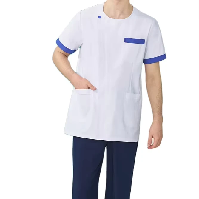 Unisex Short-Sleeve Nurse Uniform Set Dobby Fabric