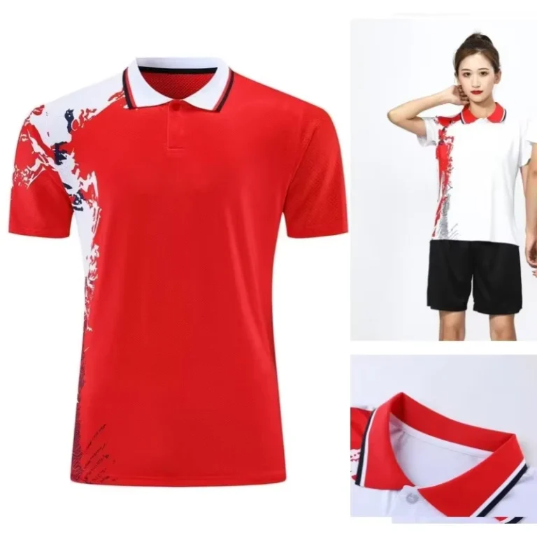 Unisex-Short-Sleeve-Polo-Collar-Sports-T-Shirt-100-Polyester-Quick-Dry-Breathable-Digital-Print-Badminton-Tennis