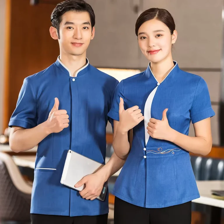Unisex-Short-Sleeve-Polyester-Cotton-Uniform-for-Hotel-Catering-Staff