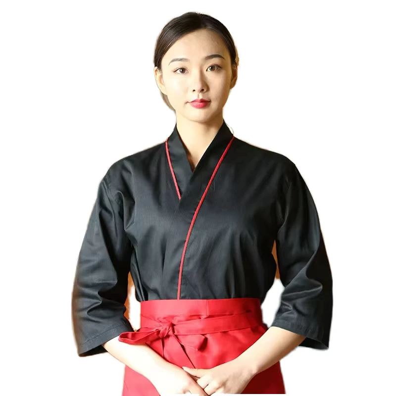 Unisex Soft Japanese-Style Kimono Work Jacket for Restaurant Sushi Chef