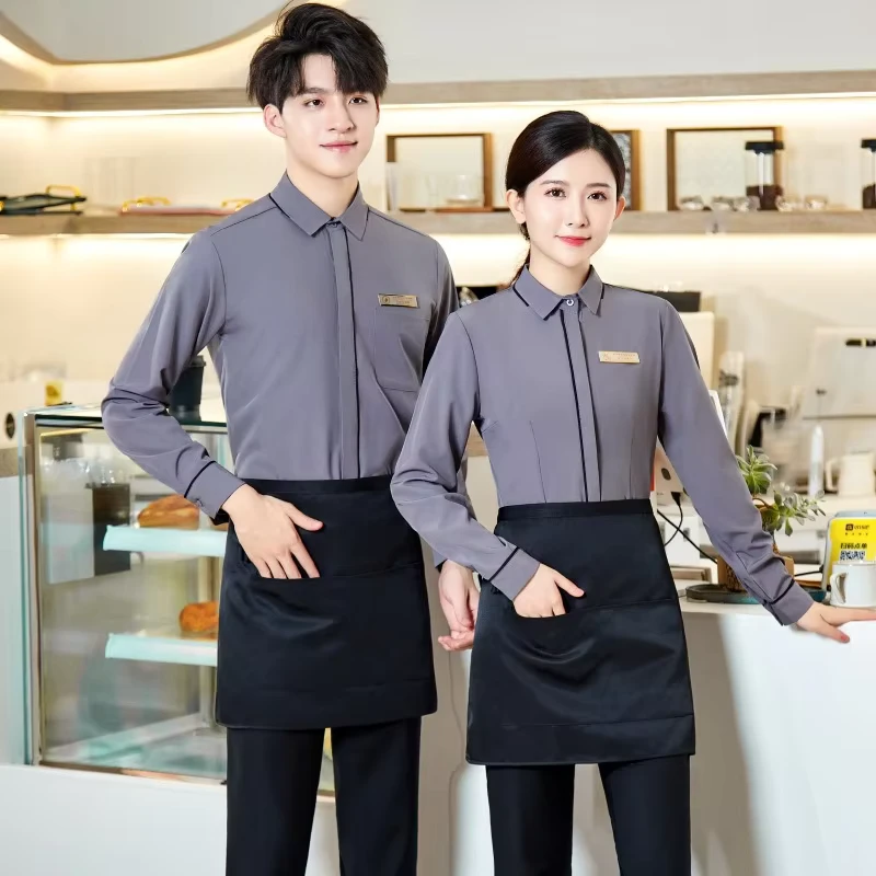 Unisex Spandex Polyester Screen-Printed KTV Staff Shirt, Vest and Pant Catering Workwear Set