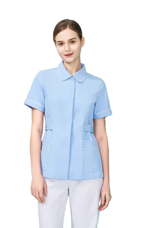 Unisex Split-Type Medical Nurse Uniform Set with Soft Elastic Dobby Fabric and Multi-Pocket Design
