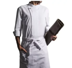 Unisex Summer Twill Crossover-Collar Chef Jacket, Half Sleeves, Washable Polyester-Cotton, for Restaurant and Hotel Kitchens