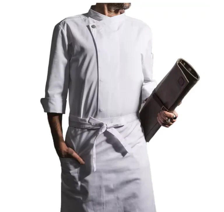 Unisex-Summer-Twill-Crossover-Collar-Chef-Jacket-Half-Sleeves-Washable-Polyester-Cotton-for-Restaurant-and-Hotel-Kitchens