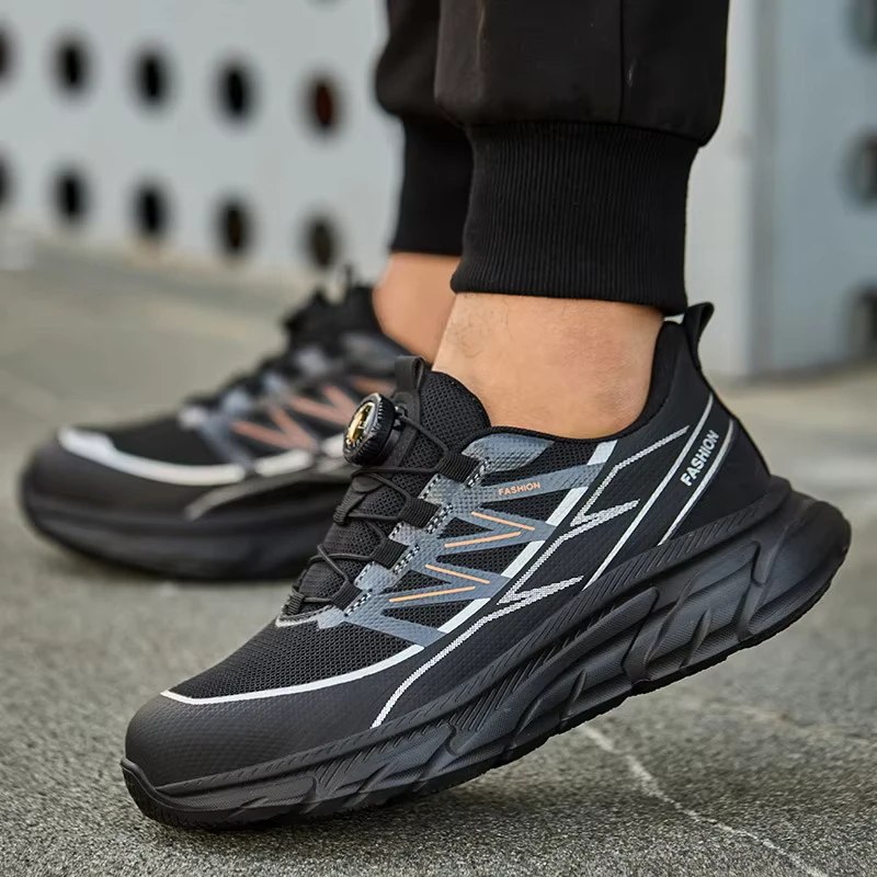 Unisex Summer Ventilated Safety Shoes Ultra light Weight Anti smash Puncture Proof Wovenl Work Shoes Mesh Uuper Soft Insole