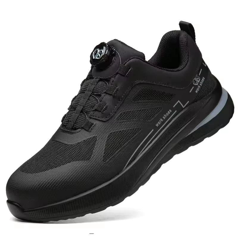 Unisex Summer Work Shoes with Rotary Button, Knit Mesh, and TPU Sole