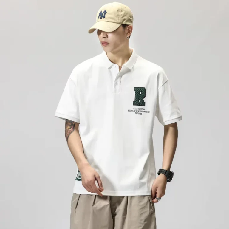 Unisex-T-shirts-230-Grams-Puff-Printing-Polo-Shirts-Wash-100-Cotton-Short-Sleeve-Polo-Custom-Logo-Vintage-T-Shirt