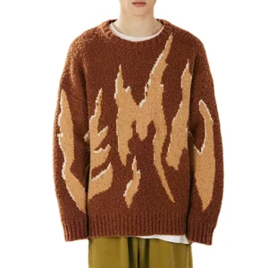 Unisex Thick Coarse Wool Knit Sweater Oversized Crew Neck Autumn Pullover
