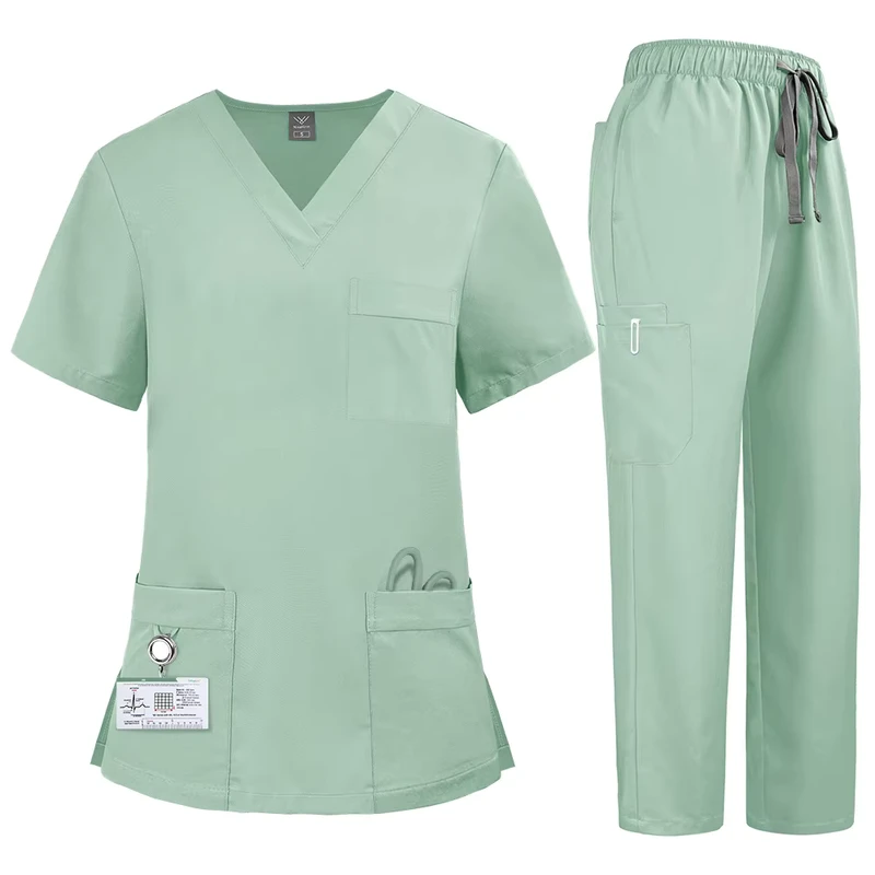 Unisex V-Neck Medical Scrub Set Multi-Color Poly Spandex Nursing Uniform