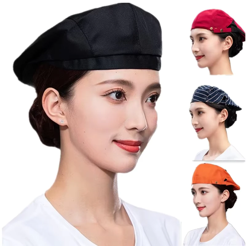 Unisex Waiter Waitress Kitchen Hotel Restaurant Cafe Chef Bartender Uniform Cap Beret Hat