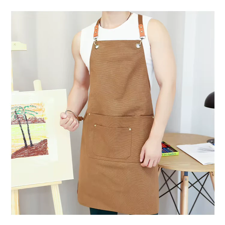 Unisex Waterproof Canvas Cotton Bib Apron with Adjustable Straps