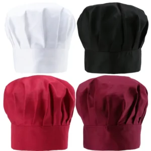 Unisex White Corduroy Chef Work Hat for Restaurants and Cake Shops