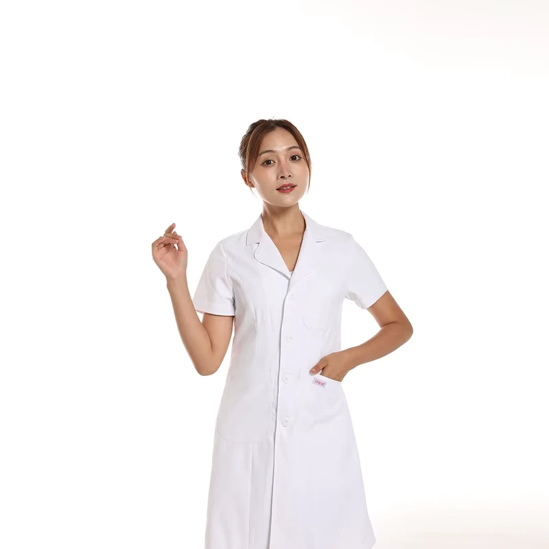 V-Neck Cotton Polyester Nurse Uniform Dress