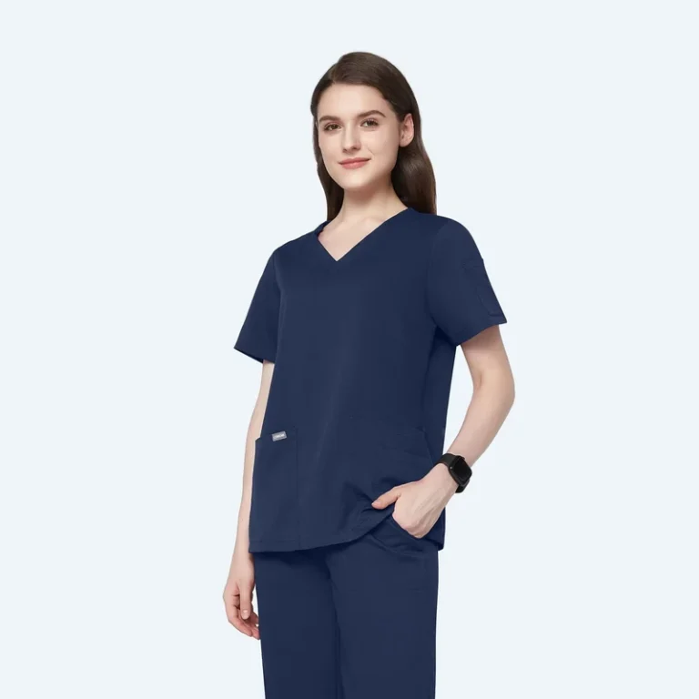 V-Neck-Nurse-Uniform-Set-Hospital-Staff-Multiple-Pockets