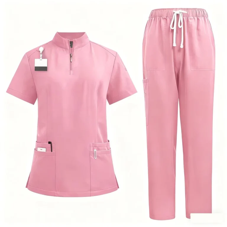 V-Neck-Zipper-Scrub-Top-and-Jogger-Pants-Set-for-Manicurist-Spa-Nursing-and-Medical-Use