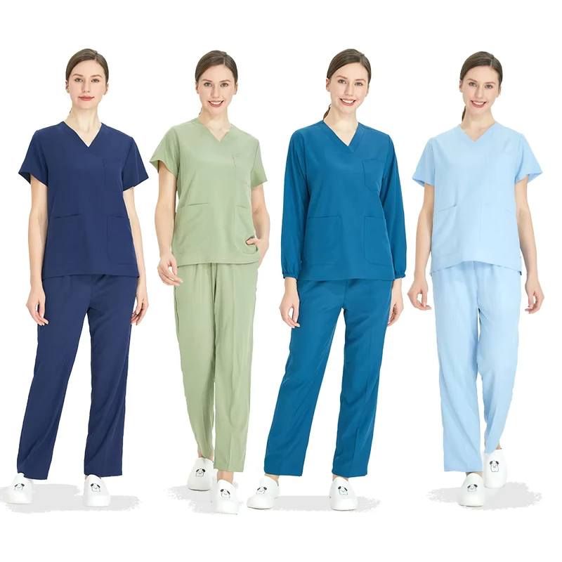 V neck Navy Medical Uniform Unisex Surgical Scrub Sets Premium Quality Quick dry Nursing Clothes for Doctor Nurse